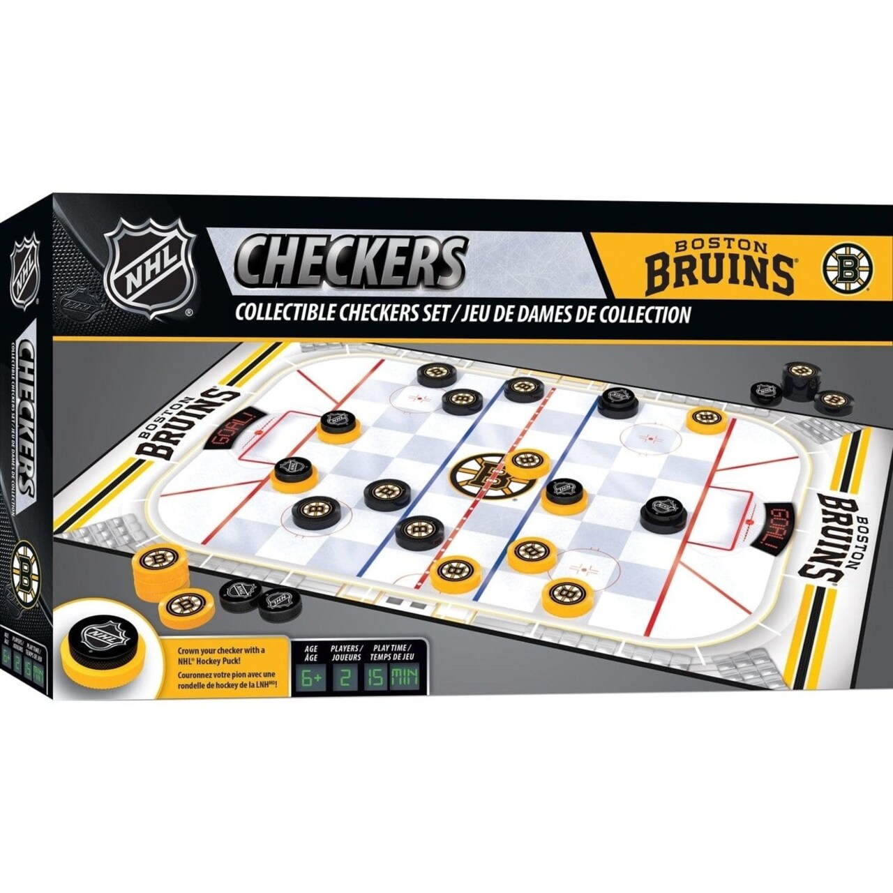 Boston Bruins Checkers Board Game Nhl 24 Pieces 13X21 Inches Masterpieces